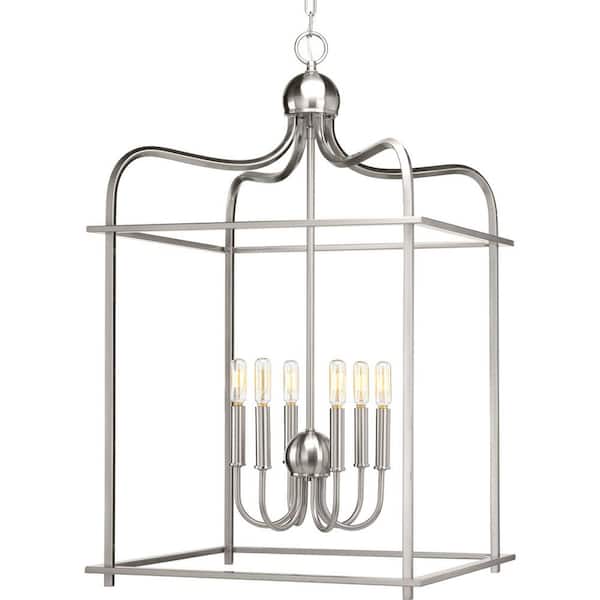 Progress Lighting Assesmbly Hall Collection 6 -Light Brushed Nickel Pendant