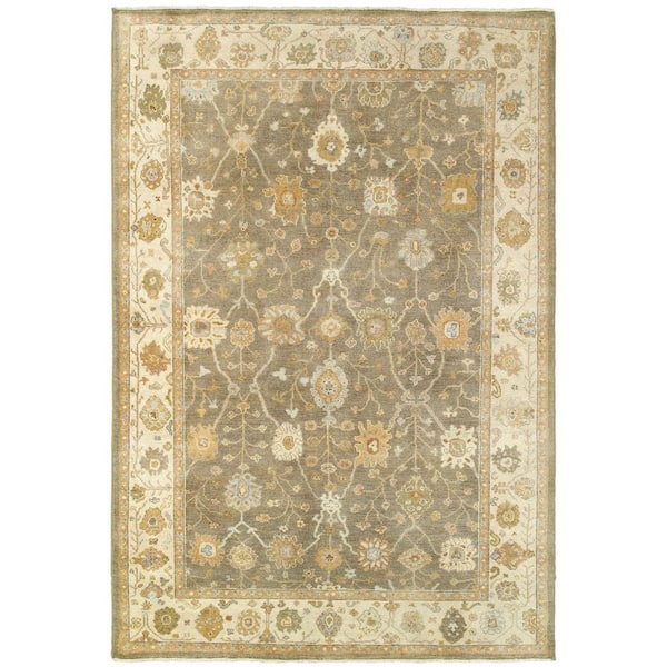 8 ft. x 10 ft. Gray, Beige Oriental Washable Area Rug
