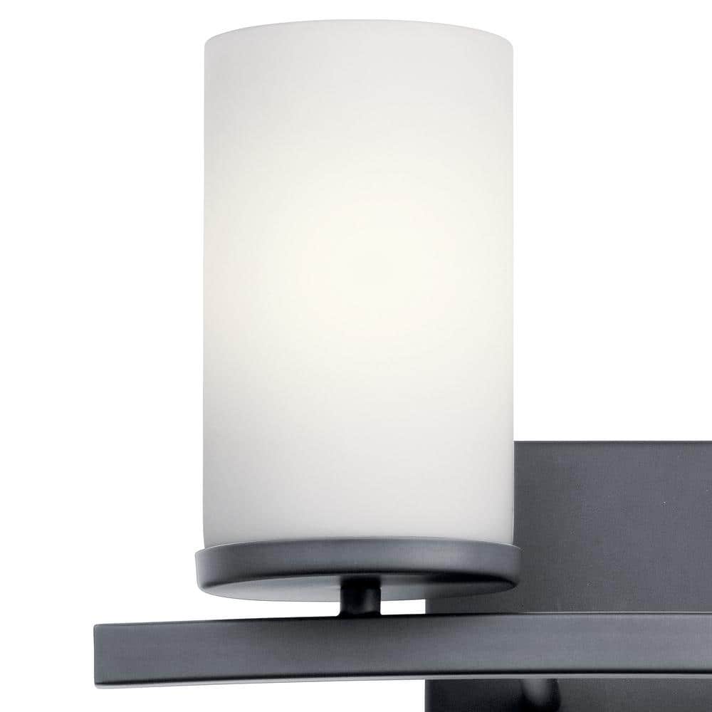 Black and White Cylinder Wall Sconce with Frosted Glass Shades