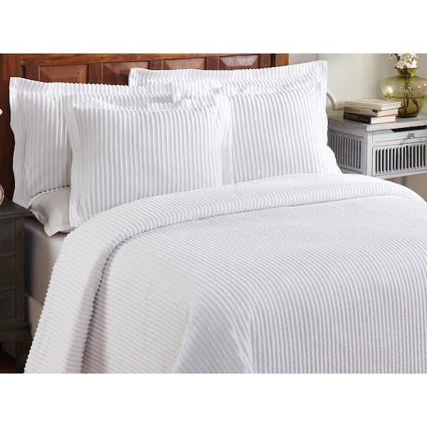 Better Trends Jullian Solid Pattern 100% Cotton Twin Bedspread Set - White