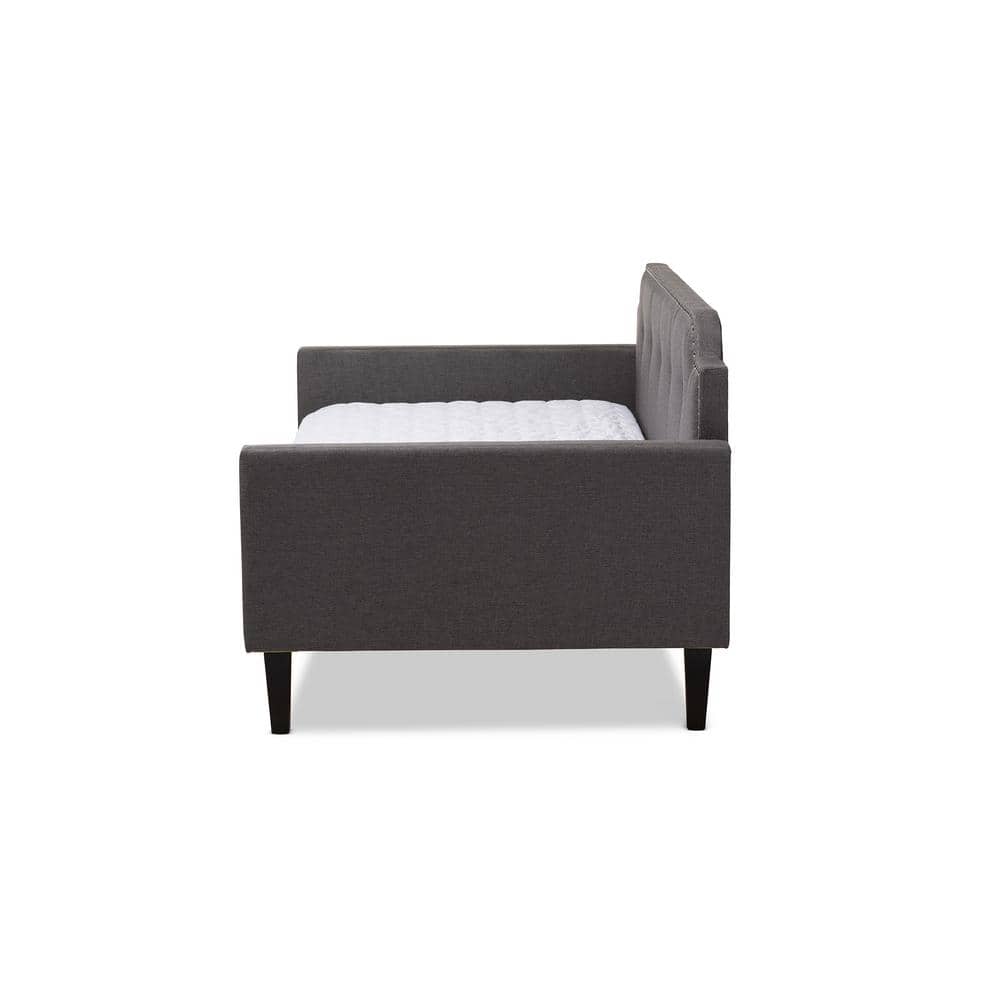Gray Tufted Twin Fabric Sleeper Daybed with Nailhead Trim