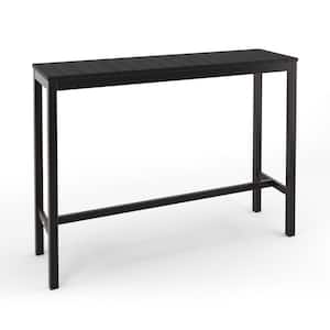 55 in. W Black Outdoor Bar Table HDPS Material Rectangular Outdoor High Top Table with Metal Frame