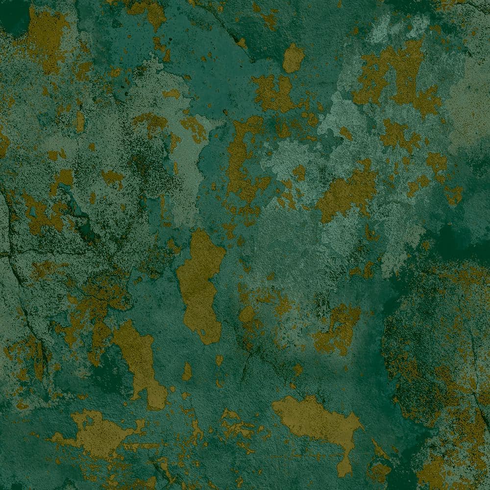 Italian Design Green/Gold Distressed Texture Design Non-Pasted Vinyl Non-Wo