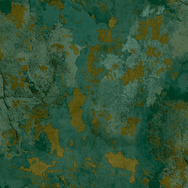 Unbranded Italian Design Green/Gold Distressed Texture Design Non-Pasted Vinyl Non-Woven Wallpaper Sample