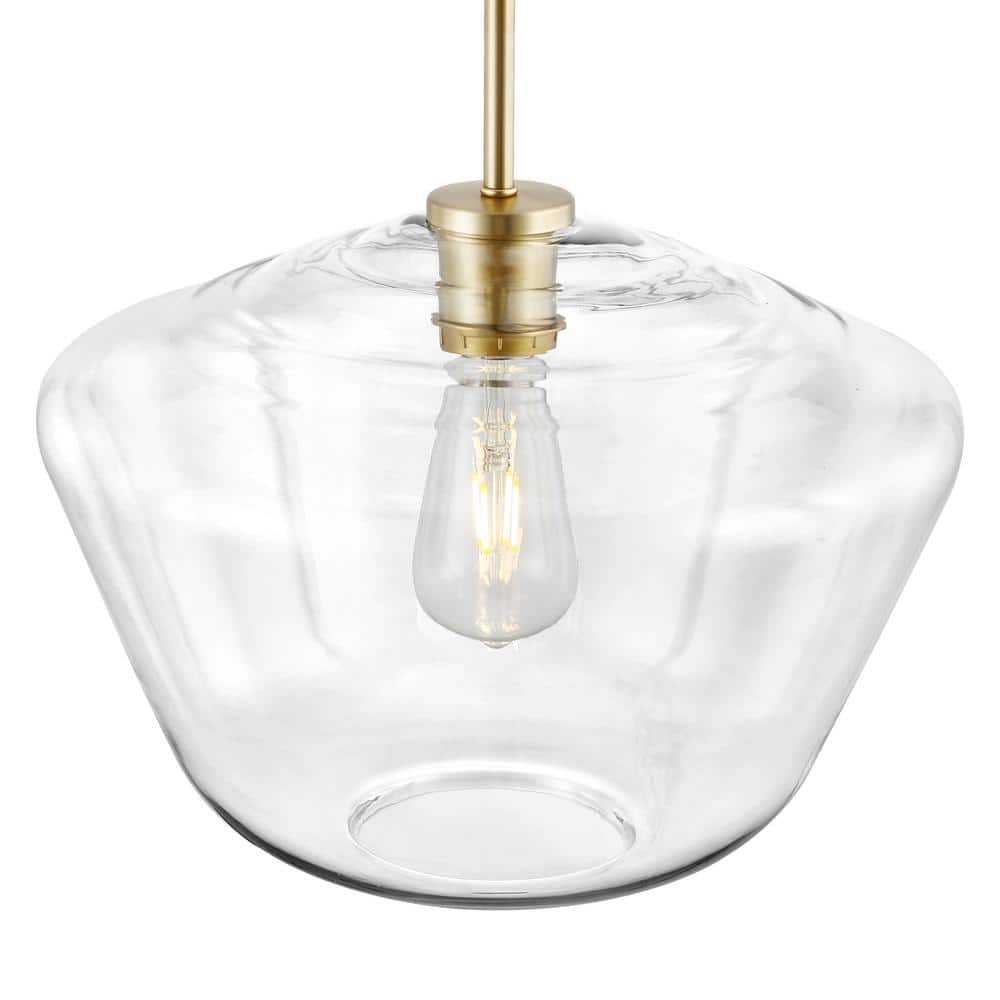 Modern Brushed Brass Dome Pendant Light with Clear Glass Shade
