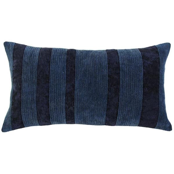 Navy Blue Solid Polyester 14 in. x 26 in. Throw Pillow