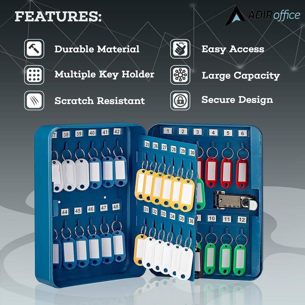 Blue Steel Wall-Mount Combination Lock Key Cabinet