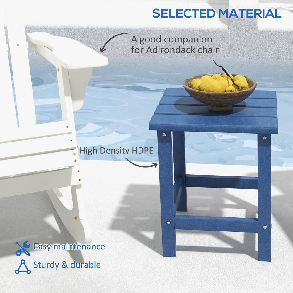 Blue HDPE Square Outdoor End Table, Weather Resistant