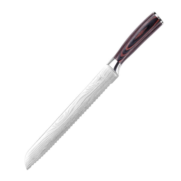 10 in. German Stainless Steel Full Tang Serrated Bread Knife with Ergonomic Handle for Efficient Slicing