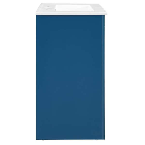 Maybelle 24.5 in. W x 18.5 in. D x 34.5 in. H Bathroom Vanity in Navy with White Ceramic Top
