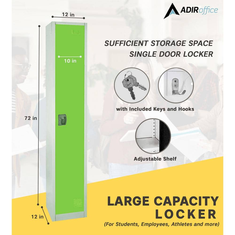 Green Steel Freestanding Locker with Adjustable Shelving