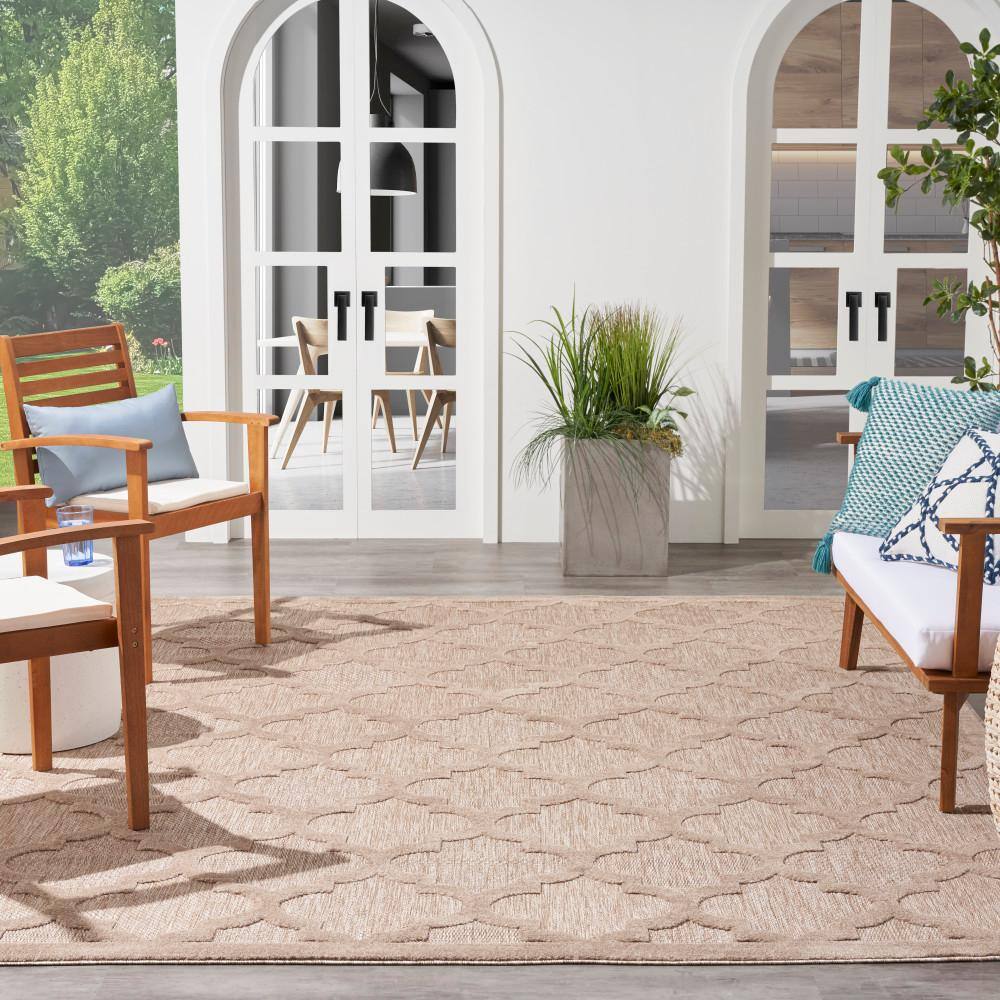 Taupe and Ivory Moroccan Trellis 7' x 10' Synthetic Area Rug