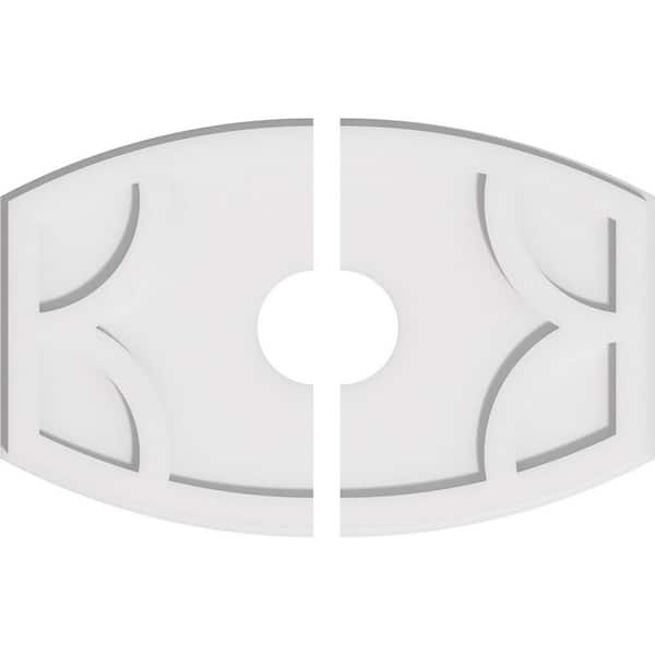 Ekena Millwork 22 in. x 14.62 in. x 1 in. Kailey Architectural Grade PVC Contemporary Ceiling Medallion (2-Piece)