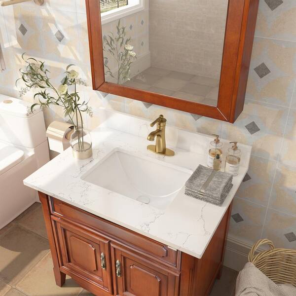 VANITYFUS 31 in. W x 22 in. D Engineered composite White