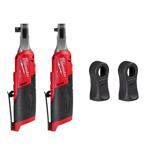 Milwaukee M12 FUEL 12V Lithium-Ion Brushless Cordless High Speed 3/8 in. and 1/4 in. Ratchets with 2 Rubber Ratchet Boots