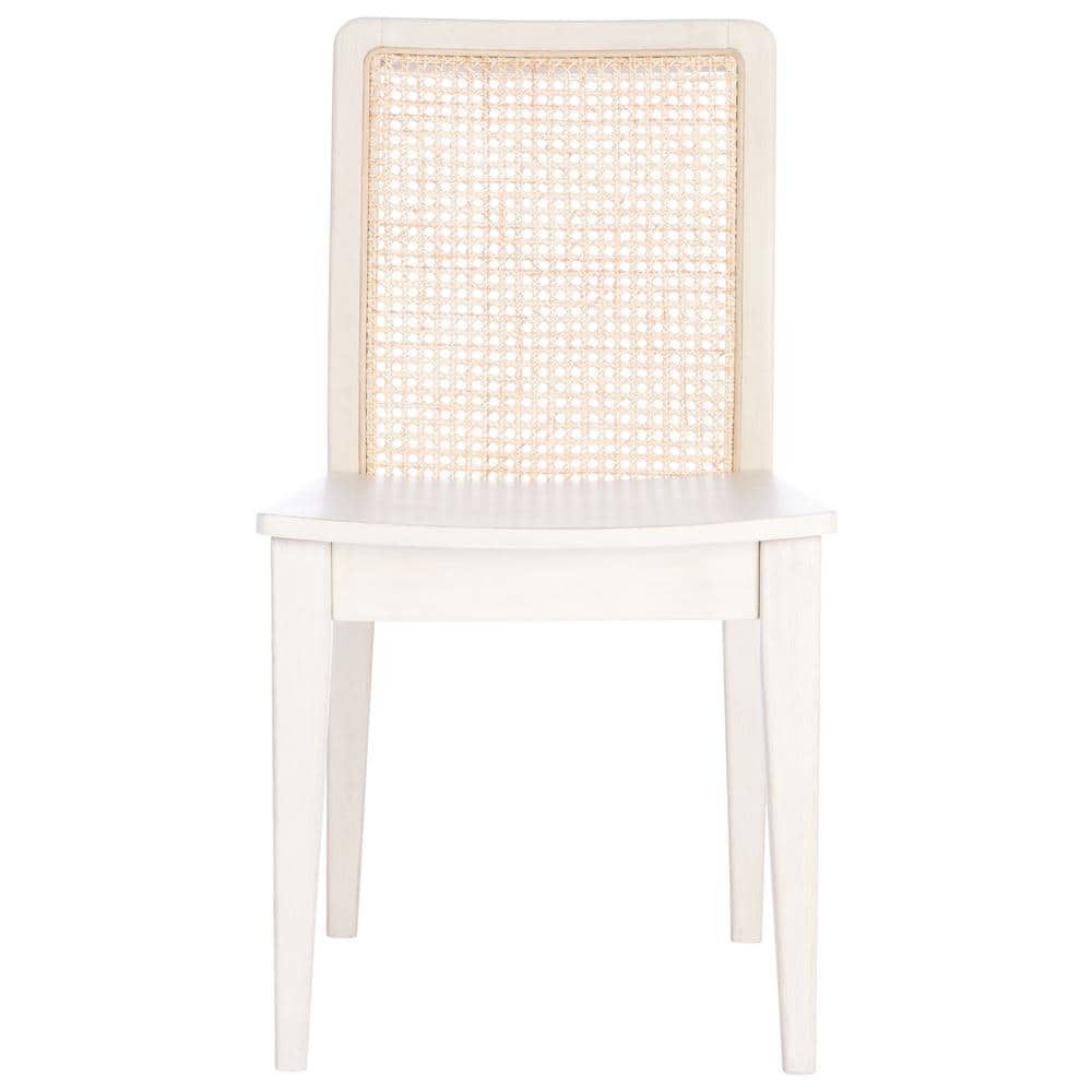 Benicio White and Natural Rattan Coastal Side Chair