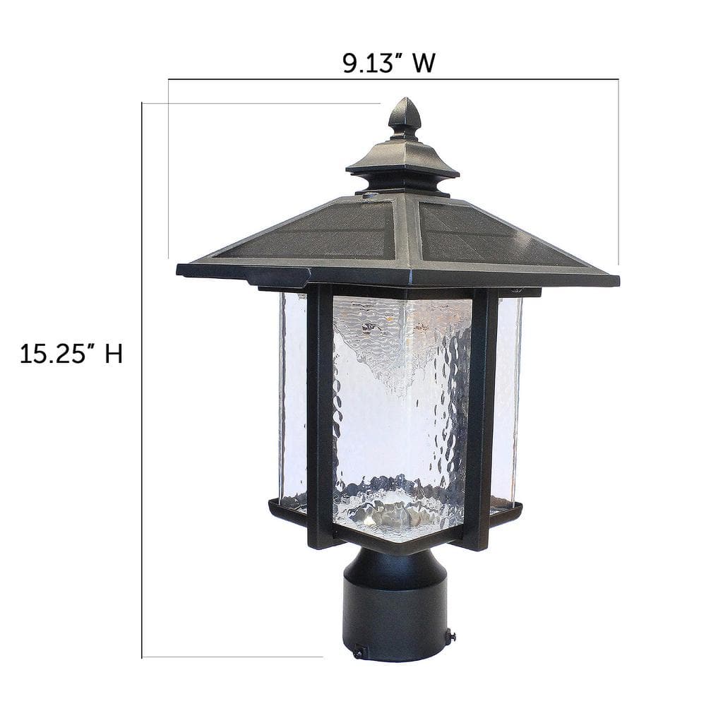 Casita Black Cast Aluminum Solar LED Lamp Post with Beveled Glass