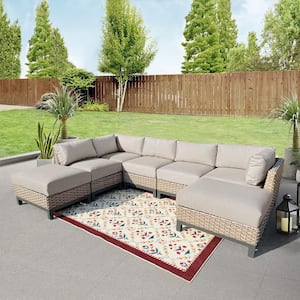 Delta 7-Piece Resin Wicker Outdoor Sectional with Cast Ash Acrylic Cushions