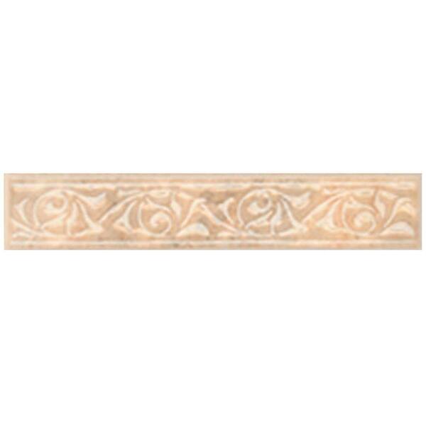 Merola Tile Joya Beige 1 in. x 8 in. Ceramic Listello Trim Tile