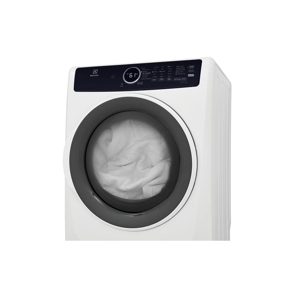 White Energy Star Front Load Electric Dryer with Steam and Moisture Sensing