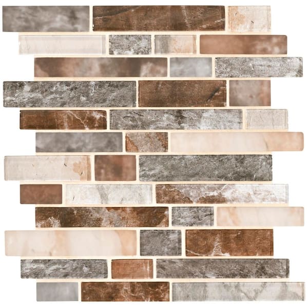MSI Take Home Tile Sample - Autumn Light Interlocking 4 in. x 4 in. Glass Mesh-Mounted Mosaic Tile
