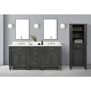 Winston 72 in. W x 22 in. D Bath Vanity in Antique Gray with Quartz Vanity Top in White with White Basin