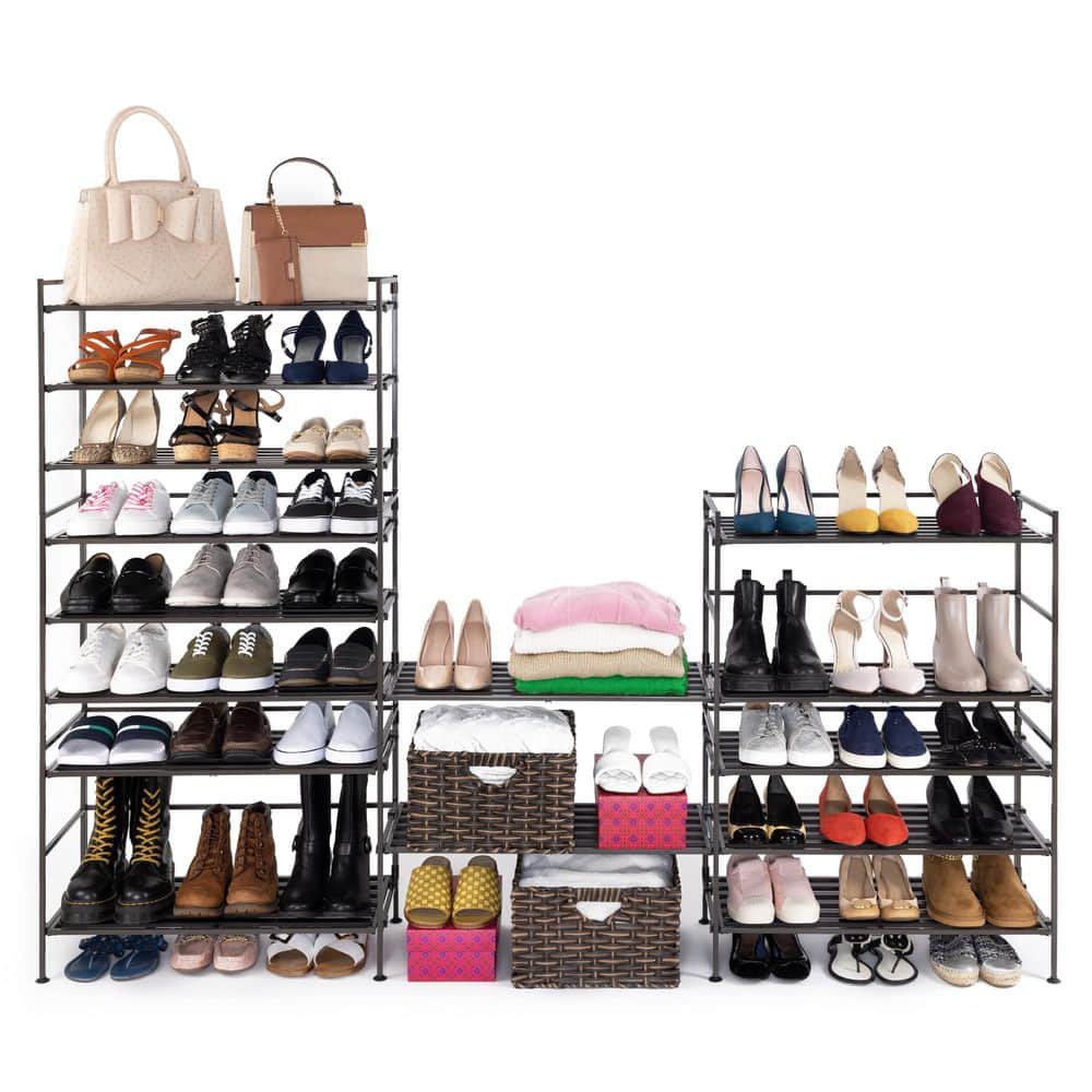 Espresso Metal 3-Tier Stackable Shoe Storage Rack