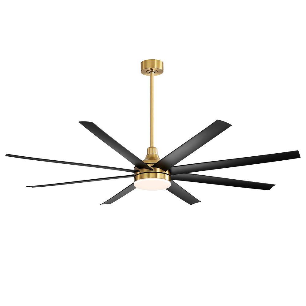 72" Gold and Black Modern Ceiling Fan with LED Light and Remote