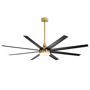 Aaron 72 in. Integrated LED Indoor Black-Blade Gold Ceiling Fans with Light and Remote Control Included