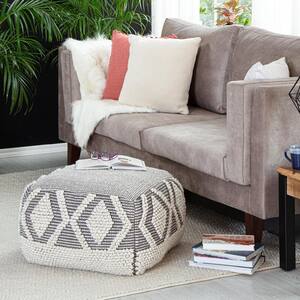 Chippewa 22 in. x 22 in. x 16 in. Gray and Ivory Pouf