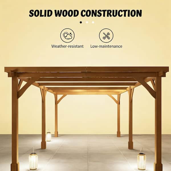 Lycvki 20 ft. x 10.5 ft. Brown Outdoor Wood Stable Grape Pergola