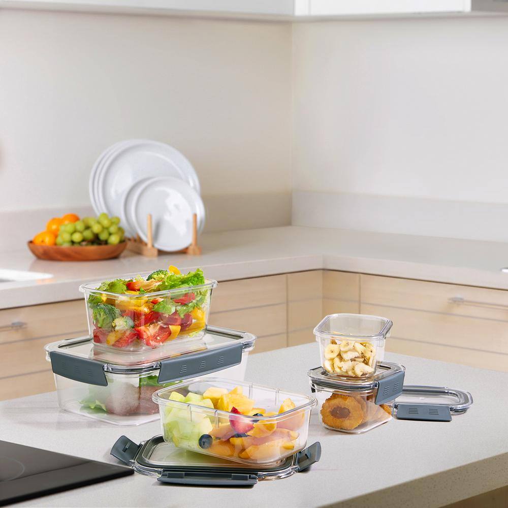 16-Piece Clear BPA-Free Plastic Airtight Food Storage Containers Set