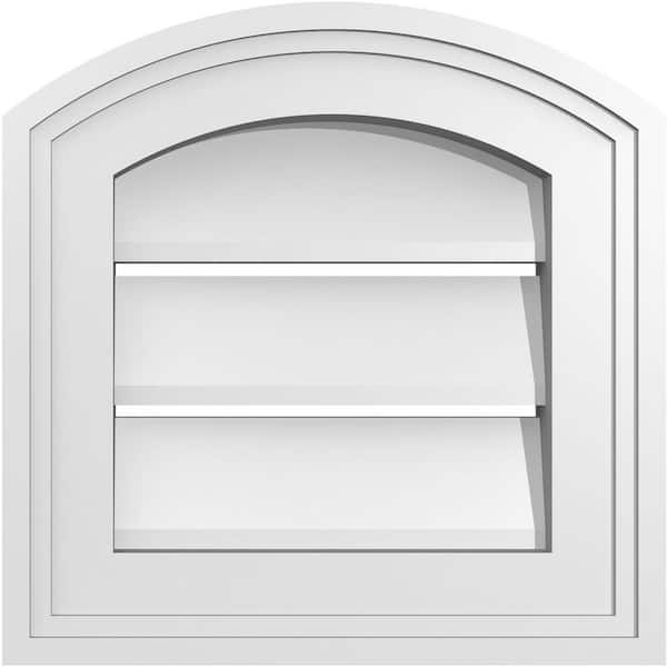 Ekena Millwork 42 in. x 42 in. Arch Top Surface Mount PVC Gable Vent: Decorative with Standard Frame
