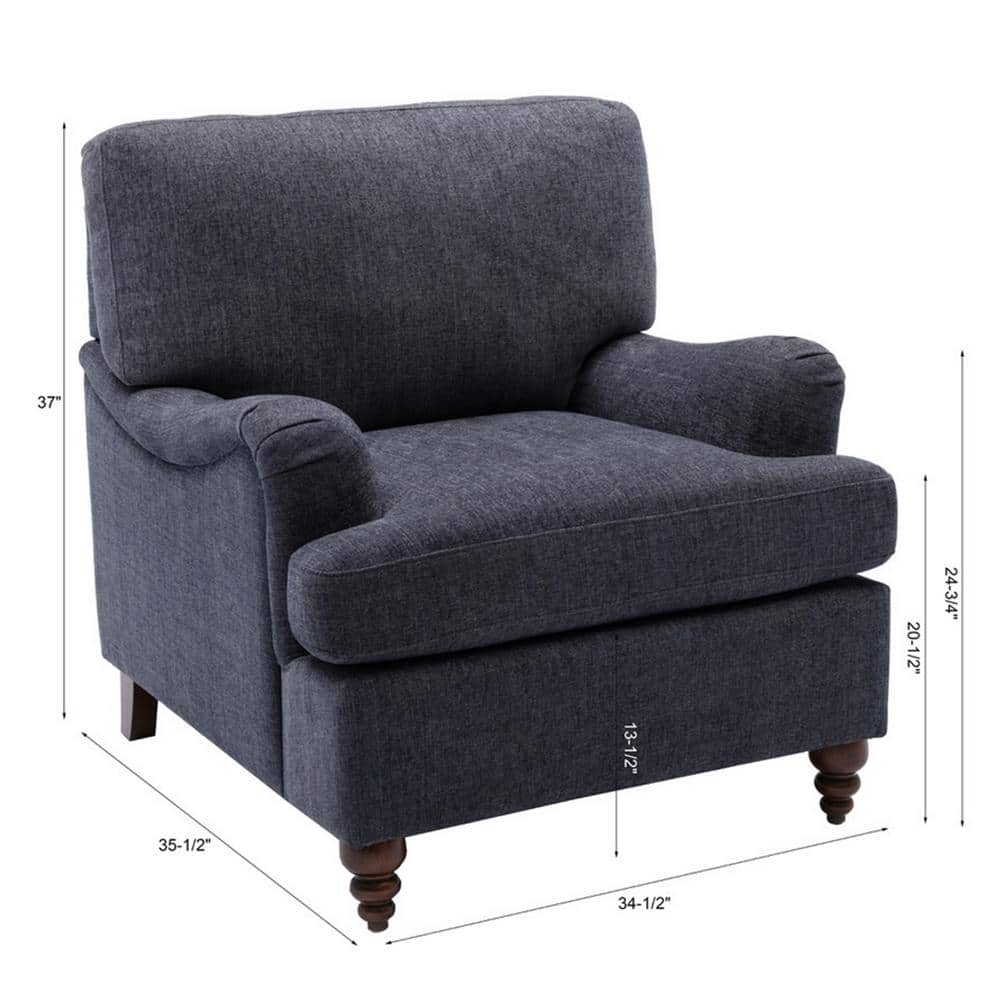 Clarendon Navy Blue Traditional Accent Chair with Walnut Legs