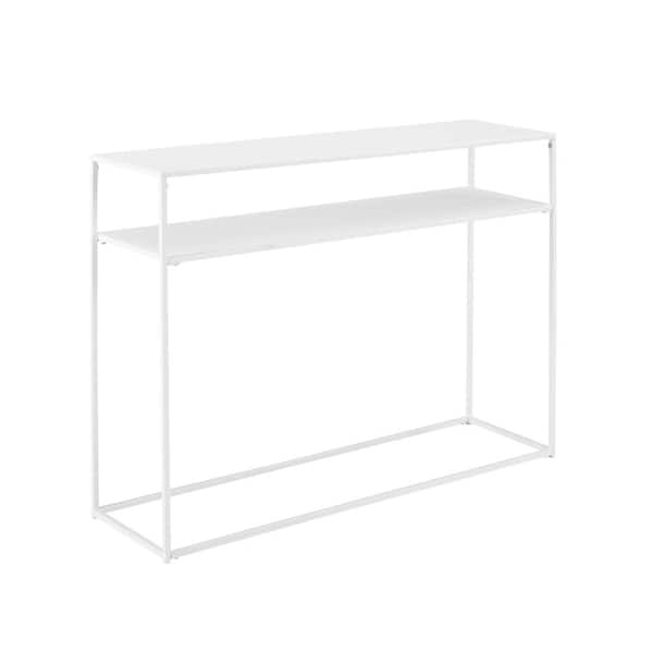 CROSLEY FURNITURE Braxton 42 in. White Rectangle Wood Top Console Table