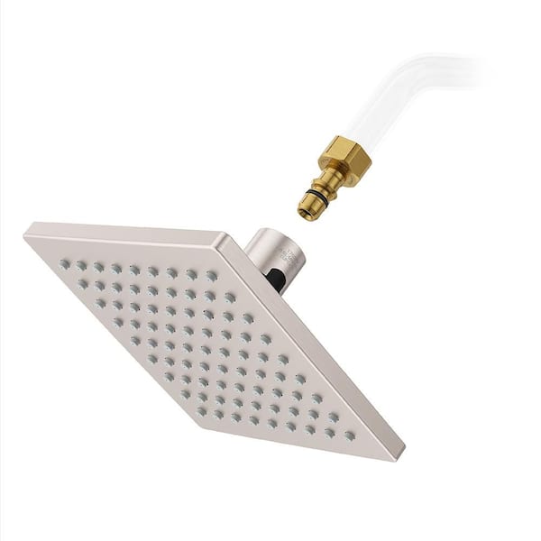 Universal 1-Spray Patterns with 1.75 GPM 6 in. Square Wall Mount Fixed Shower Head in Spot Defense Brushed Nickel
