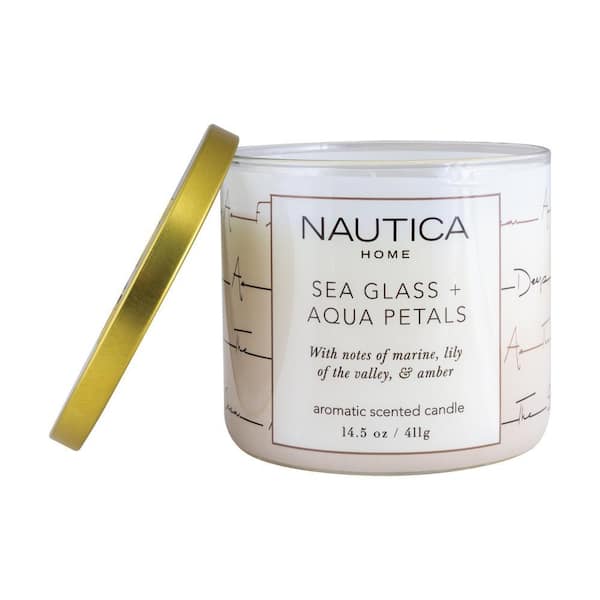 Nautica 14.5 oz. Sea Glass and Aqua Petals Multi-Colored Fresh 3-Wick Jar Candle