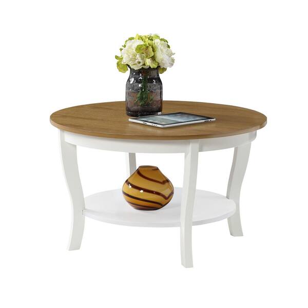 Convenience Concept S Inc American Heritage 30 In L Driftwood White 18 H Round Wood Coffee Table With Shelf R6 369 The Home Depot Round Wood Coffee Table With Shelf R6, 30 Round Coffee Table With Shelf