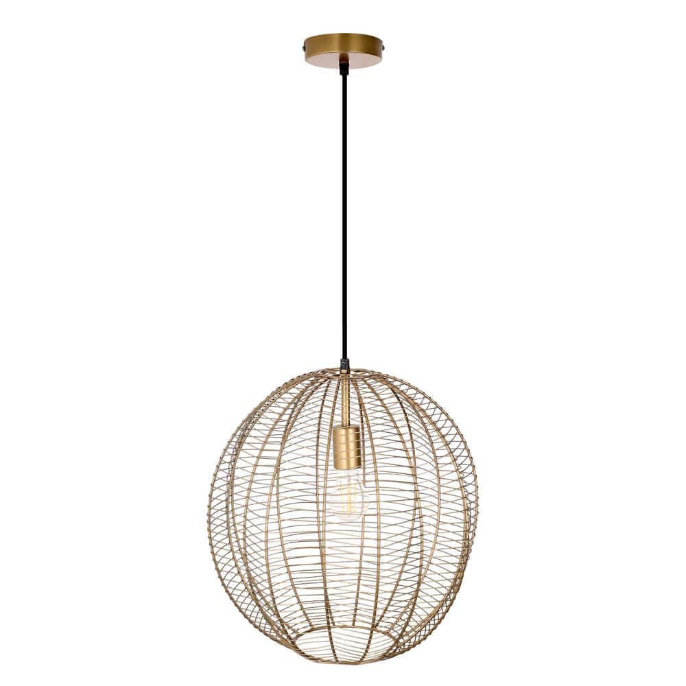 Antique Brass Globe Shade Pendant Light with Adjustable Height