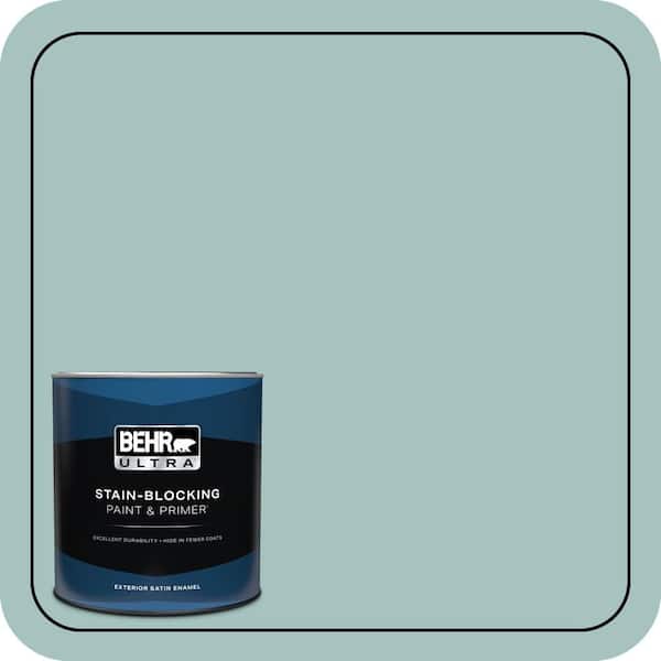 BEHR ULTRA 1 qt. #T17-08 Polished Aqua Satin Enamel Exterior Paint & Primer