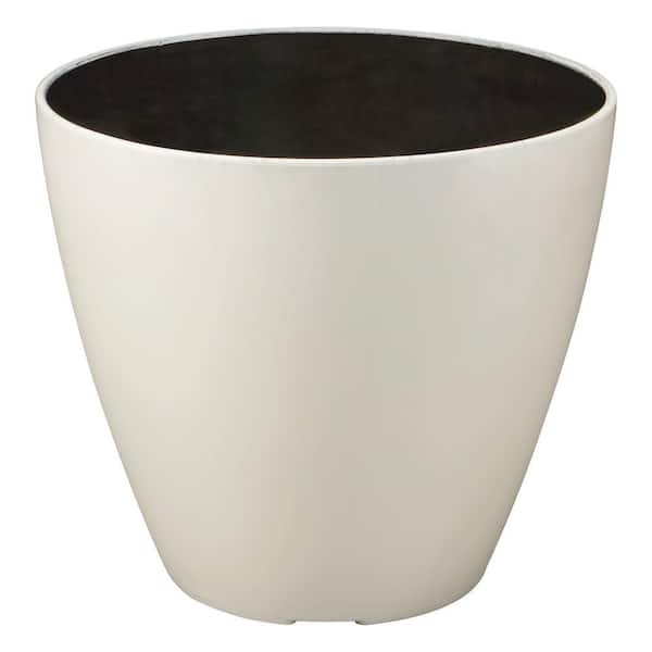 16 in. Osborn Large Beige Resin Planter (16 in. D x 14 in. H) with Drainage Hole