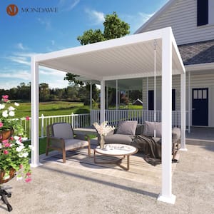 Starry 10 ft. x 10 ft. Aluminum Outdoor Louvered Gazebo Pergola Pavilion in White with Adjustable Roof