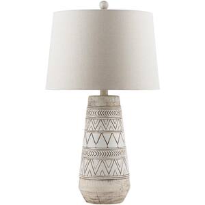 Greatorex 26.375 in. Tan Indoor Table Lamp with Beige Barrel Shaped Shade