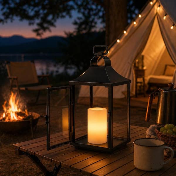 ALOA DECOR H14'' Classic Farmhouse Outdoor Solar Lantern with