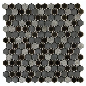 Eclectic Vintage Crackled Metal 12 in. x 12 in. x 8 mm Porcelain Mosaic Floor and Wall Tile (0.89 sq. ft./Each)