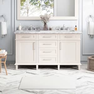 Sonoma 60 in. W x 22 in. D x 34 in. H Double Sink Bath Vanity in Off White with Carrara Marble Top