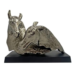 Bronze 18 in. x 14 in. Wide Handmade Aluminum Metal Abstract Horse Sculpture