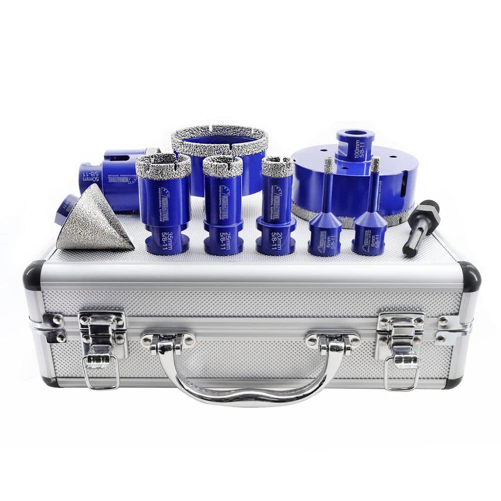 11 Pcs Diamond Drill Core Bits Set, Triangle Shank Hole Saw Cutter for Tile