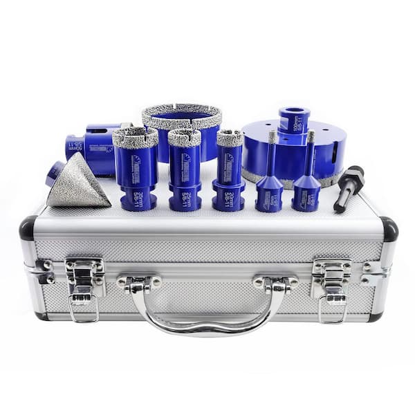 Angel Sar 11 Pcs Diamond Drill Core Bits Set, Triangle Shank Hole Saw Cutter for Tile Marble Ceramic Granite on Drill Machine