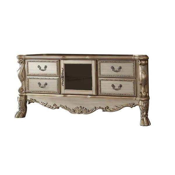 Acme Furniture Dresden 19 in. Gold TV Stand 4-Storage Drawers Fits TV's up to 70 in.